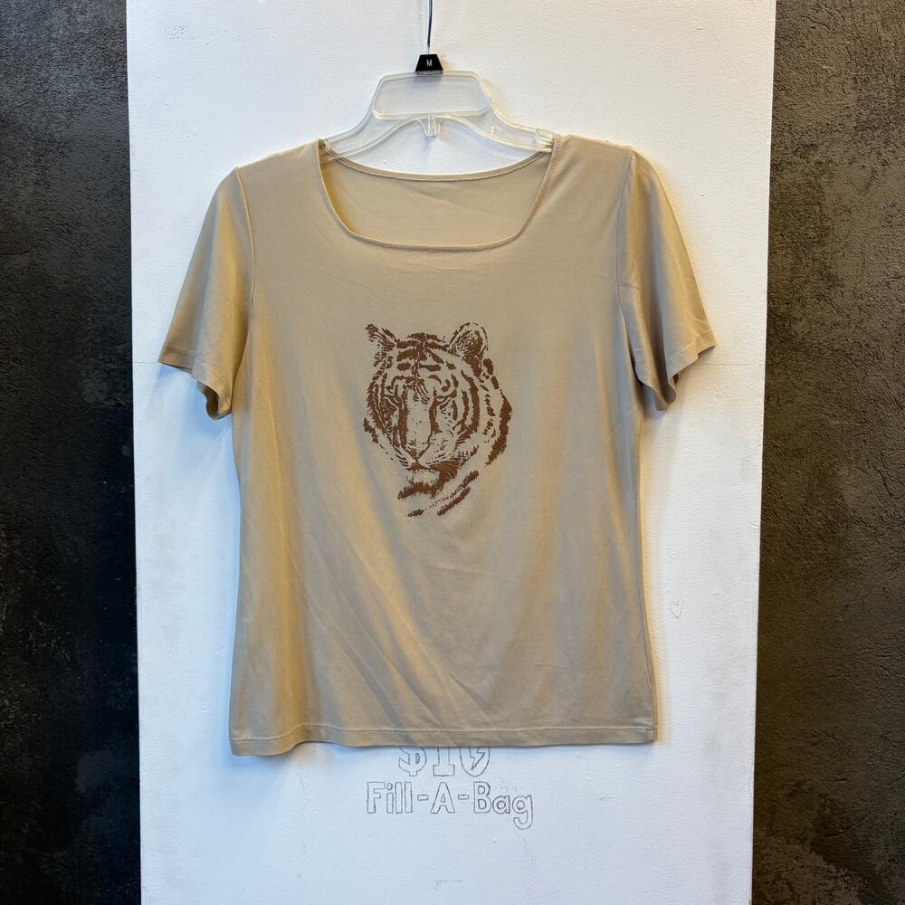 Vintage Beige Tiger Print Tee
